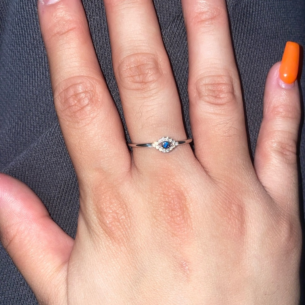 Evil eye silver ring.